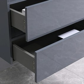 Cube 100 alsó fürdőszobabútor kerámia mosdóval 2 fiókos antracit szürke