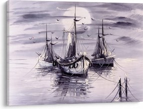 Kép - kikötő, olajfestmény (70x50 cm)