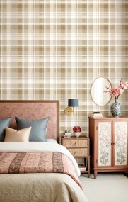 Parato Cristiana Masi Blooming Garden 11 Tartan bézs kockás vlies tapéta – 8386