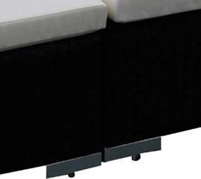6-részes fekete polyrattan kerti bútorszett párnákkal