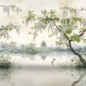 Vászonkép Canvas Kert Park Ázsia Japán Pagoda Tó Madarak 40x40