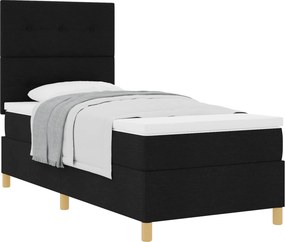 vidaXL Boxrugós ágy matracmal fejtámlával Fekete 90 x 190 cm szövet