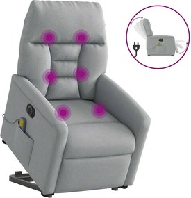 vidaXL világosszürke szövet dönthető elektromos álló masszázsfotel