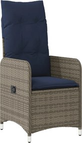 vidaXL szürke polyrattan dönthető kerti szék párnákkal