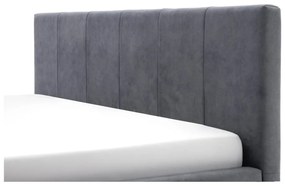 Antracitszürke kárpitozott ágyneműtartós franciaágy ágyráccsal 180x200 cm Lizzano – Meise Möbel