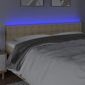 krémszínű szövet LED-es fejtámla 200x5x78/88 cm