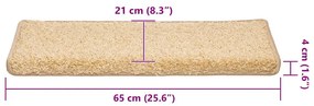 30 db krémszínű lépcsőszőnyeg, téglalap alakú széllel, 65 x 21 x 4 cm