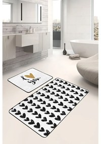 Fehér-fekete fürdőszobai kilépő szett 2 db-os 60x100 cm – Mila Home