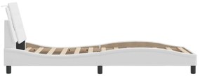 fehér műbőr ágykeret LED-világítással 100 x 200 cm