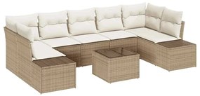 vidaXL Kerti Kanapé Szett párnával 8 pcs Bézs polirattan