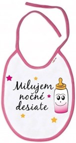 Baby Nellys Vízálló előke I love késő éjszaka rágcsálnivalók, 24 x 27 cm - fehér / rózsaszín