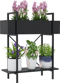 Outsunny Két Szintes Virágtartó, Virágos Polc Belső és Külső Használatra, Fém Virágláda, Többszintes Virágos Állvány, 70 cm Magas Virágtartó Nappaliho