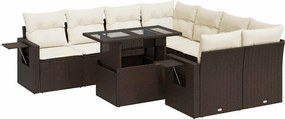 vidaXL 9 részes barna polyrattan kerti ülőgarnitúra párnákkal