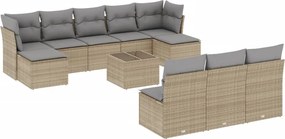 vidaXL 11 részes bézs polyrattan kerti ülőgarnitúra párnákkal