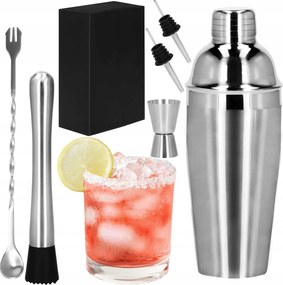 Csapos Készlet 6 db-os Acél Ital Shaker 550ml Kanál Mérőpohár Töltő