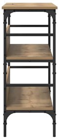 Konzolasztal polcokkal kézműves tölgy 100 x 32 x 75 cm Faanyag