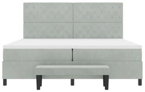 Box Spring Ágy Matraccal és Pad Light Grey 200x200 cm Bársonyos