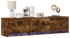 füstös tölgy színű szerelt fa TV-szekrény LED-del 165x34x40 cm