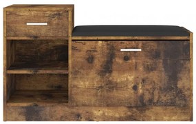 füstölt tölgy színű szerelt fa cipőtároló pad 94,5 x 31 x 57 cm