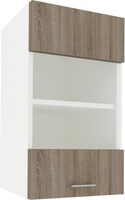 Benita 1 ajtós Üveges Felső konyhaszekrény Sonoma Tölgy-Fehér 40x30x60 cm N