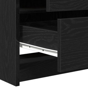 3 darabos piperasztal szett LED-fénnyel fekete mérnöki fával