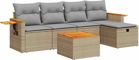 vidaXL 6 részes bézs polyrattan kerti ülőgarnitúra párnával