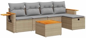 vidaXL 6 részes bézs polyrattan kerti ülőgarnitúra párnával