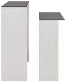 fehér és szürke bárasztal 2 asztallappal 130 x 40 x 120 cm