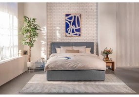 Kék kárpitozott ágyneműtartós franciaágy ágyráccsal 180x200 cm Thessa Bold – Bonami Selection