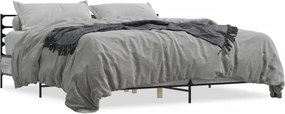 vidaXL szürke sonoma szerelt fa és fém ágykeret 200 x 200 cm