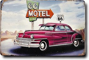 Tábla Fém Díszlemez Klasszikus Auto Usa Route 66 Retro Műemlék