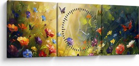 Kép - Tavaszi virágos rét, festmény (órával) (90x30 cm)