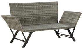 szürke polyrattan kerti pad párnával 176 cm