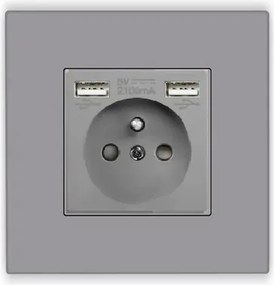 Szimpla Aljzat 2x Usb A+a Kontakt 16A Műanyag Pc