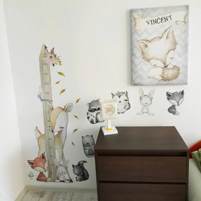 INSPIO Fali magasságmérő gyerekeknek - Erdei állatkák