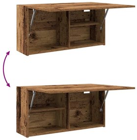 antik fa színű szerelt fa fali fürdőszobaszekrény 80x25x40 cm