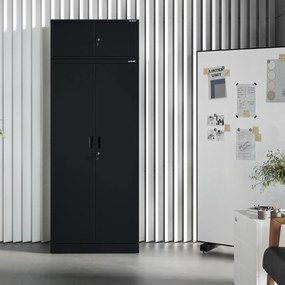 Fekete JAN Compact fémszekrény 1750 x 800 x 400 mm