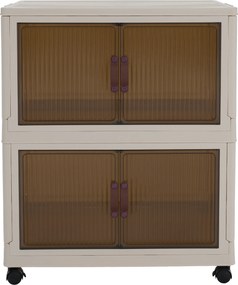 Összecsukható szekrény, fehér/barna, műanyag, POSA TYP 1
