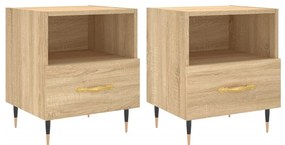 2 db sonoma tölgy színű szerelt fa éjjeliszekrény 40x35x47,5 cm