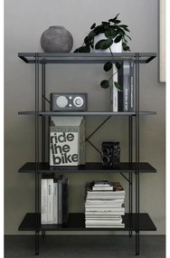 Fekete könyvespolc tölgyfa dekorral 79x117 cm Wainwright - Queer Eye