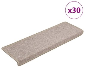 30 db lépcsőszőnyeg, 65 x 21 x 4 cm, bézs, téglalap alakú széllel