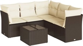 vidaXL 6 részes barna polyrattan kerti ülőgarnitúra párnával