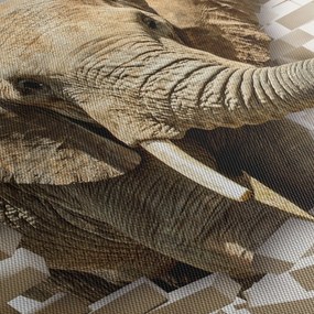 Kép - Egy elefánt áttör a falon (órával) (90x30 cm)