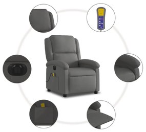 szürke valódi bőr elektromos dönthető masszázsfotel