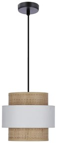 Fehér-natúr színű függőlámpa rattan búrával ø 20 cm Rattan – Candellux Lighting