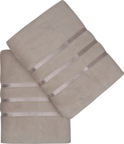 Dolce világosbarna mikropamut fürdőlepedő szett, 2 db, 70x140 cm