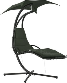 Outsunny Függő Napágy Függő Szék Napernyővel és Matracokkal - Modern Dizájn 190L x 110W x 190H cm Acél Poliészter Sötétszürke Fekete | Aosom