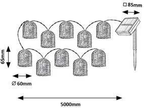 Rabalux 77047 - RUPIT LED napelemes lánc 10xLED/0,6W/1,2V IP44