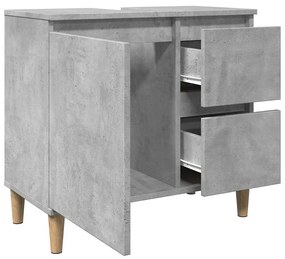 betonszürke szerelt fa mosdószekrény 65 x 33 x 60 cm