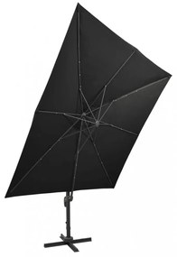 fekete konzolos napernyő rúddal és LED-fényekkel 300 cm